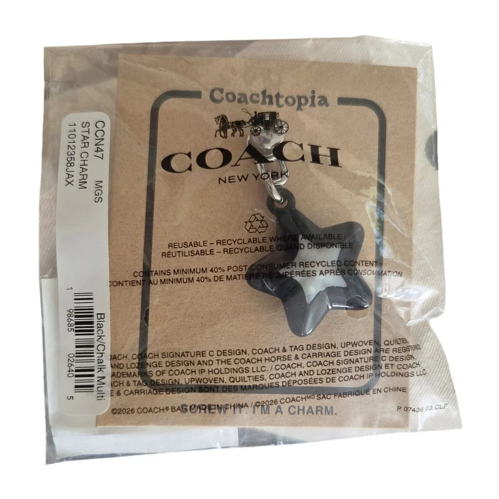 Coachtopia Star Charm OS Black/Chalk Multi New Marbled Resin Bag CCN47
